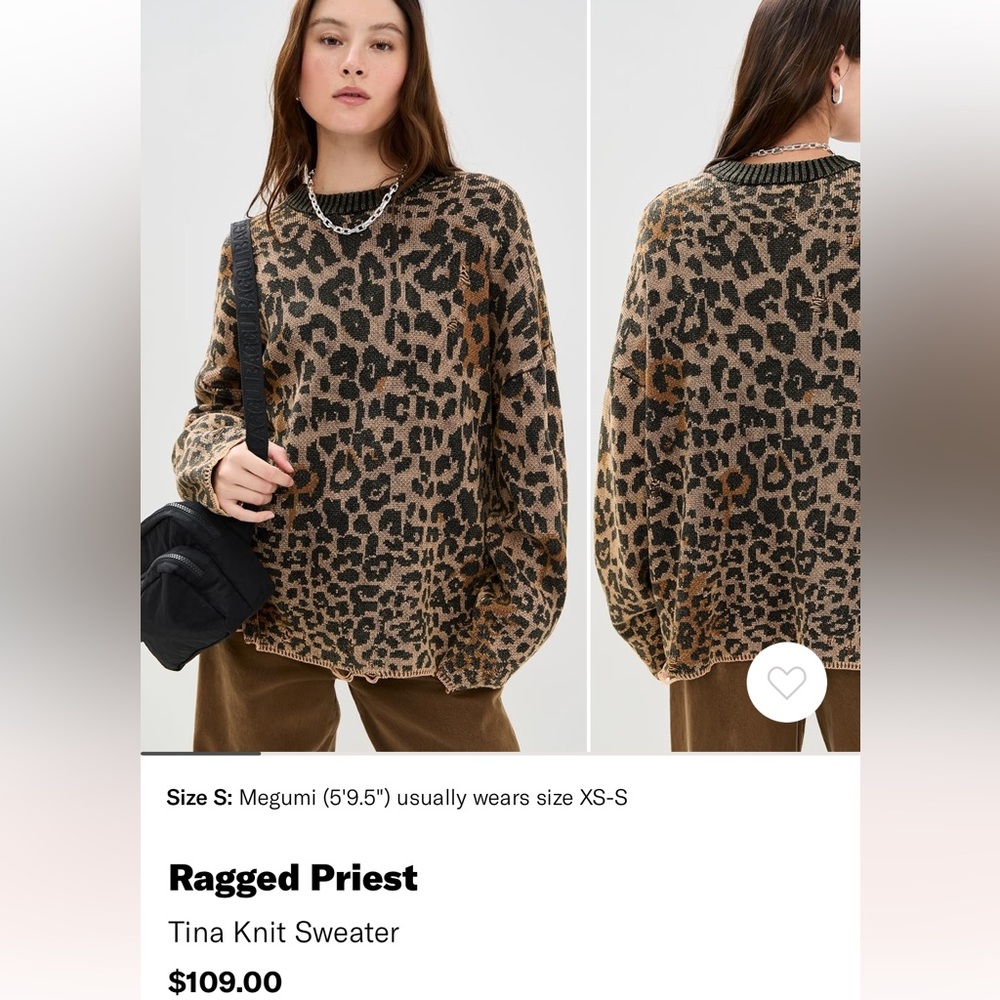 Ragged Priest | Tina Leopard Knit Sweater | size M 
Worn once